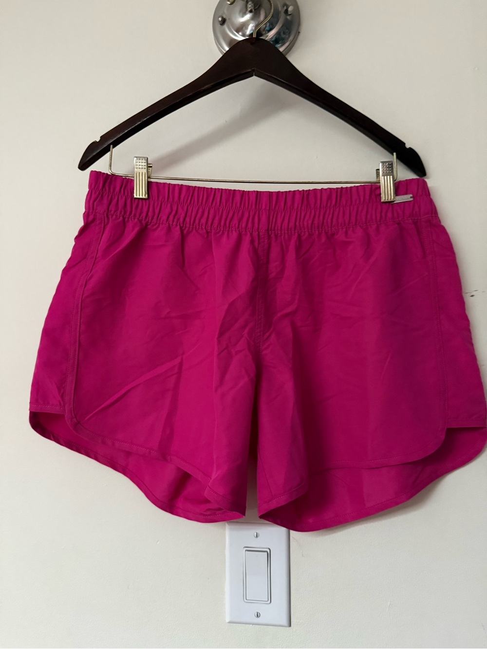 Women's Athletic Shorts in Bright Fuchsia - Elastic Waist